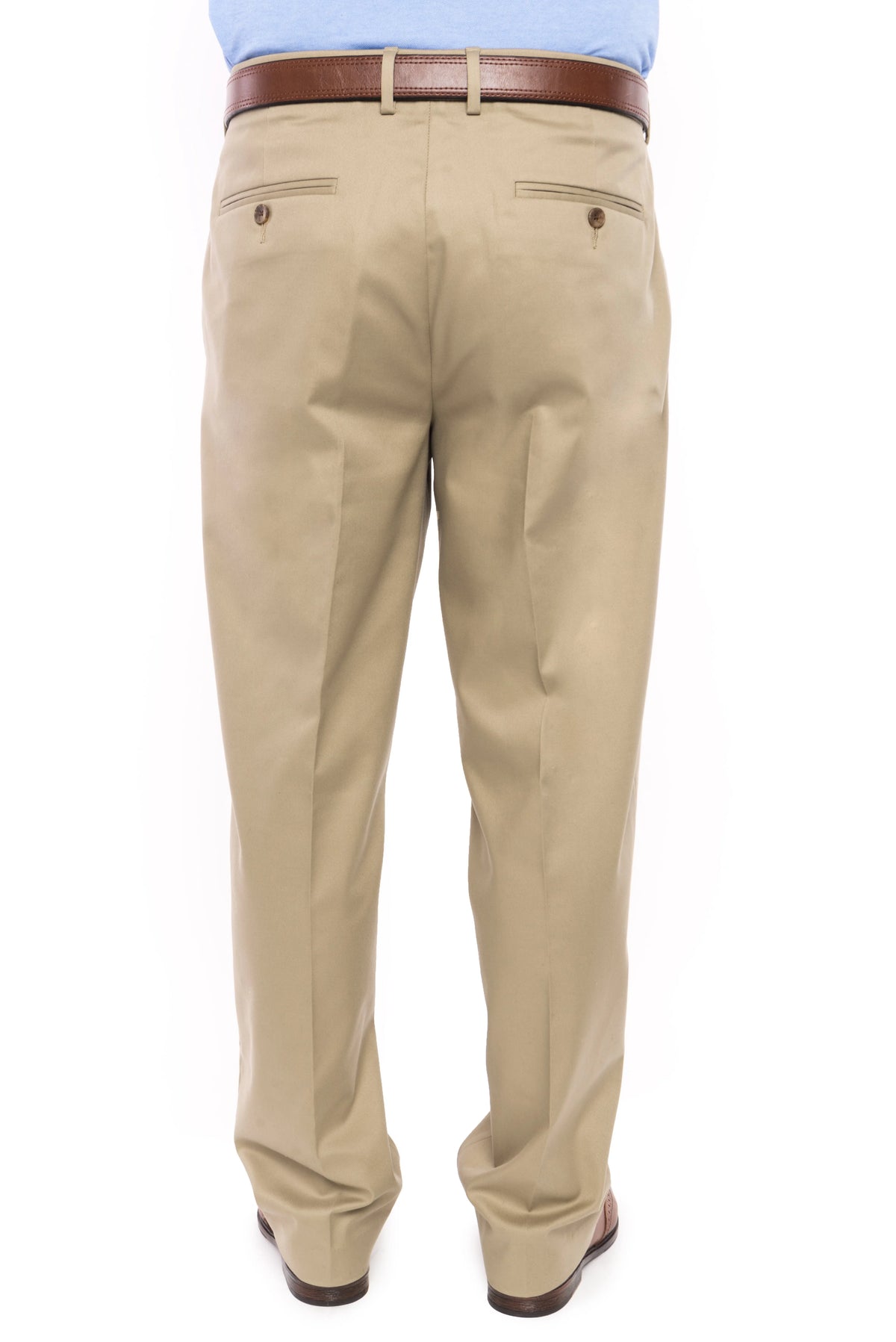 Khaki Flat Front Chino Twill Pant with Magnetic Closures E1496