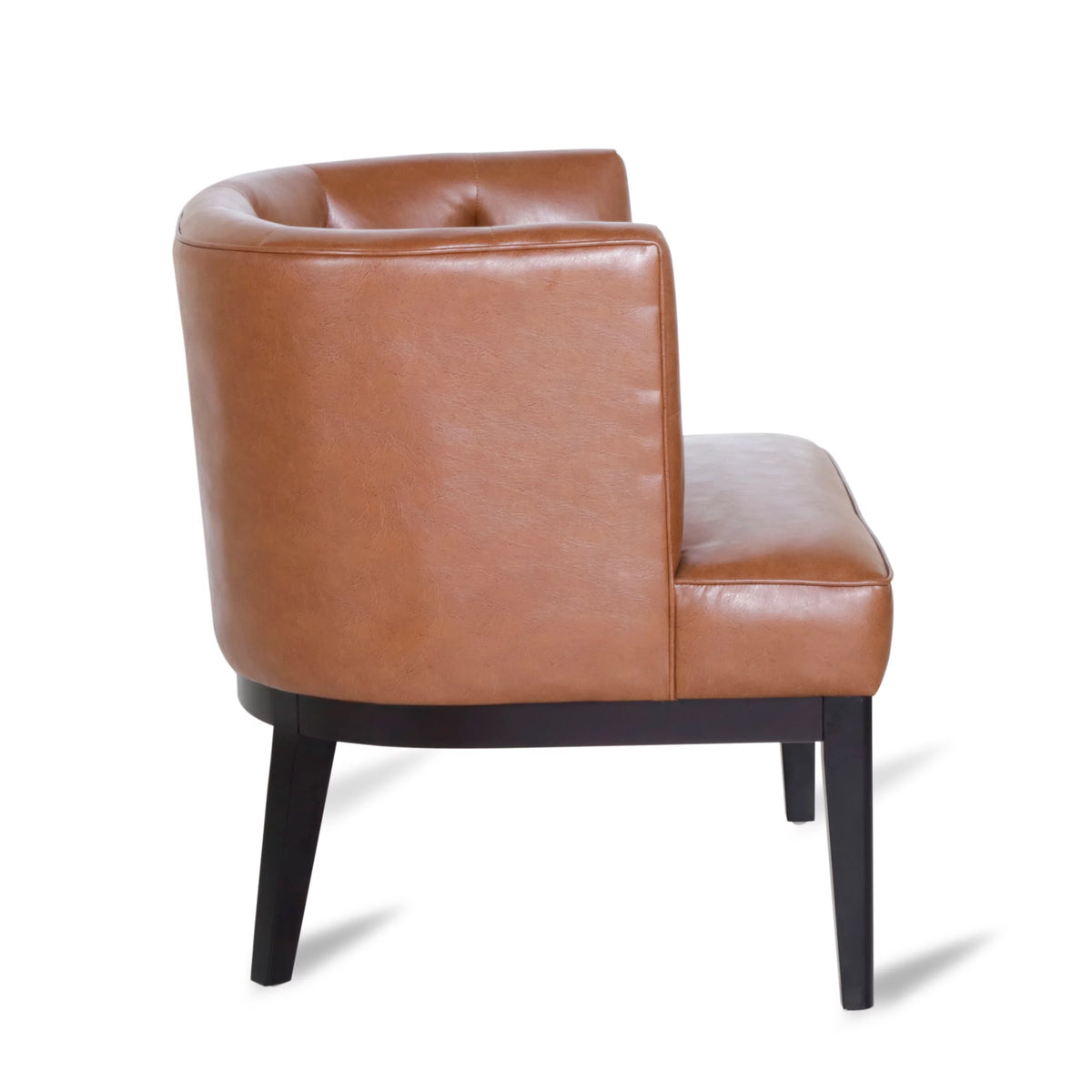 Cognac Brown and Dark Brown Faux Leather Tufted Club Chair W62094