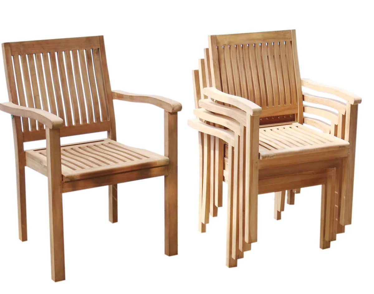 Grade-A Teak 3 Pc Dining Set with 36" Round Table and 2 Stacking Arm Chairs H635001