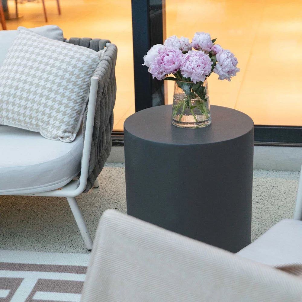 Slate Black Round Coffee Table End Table Set of 3 L9114