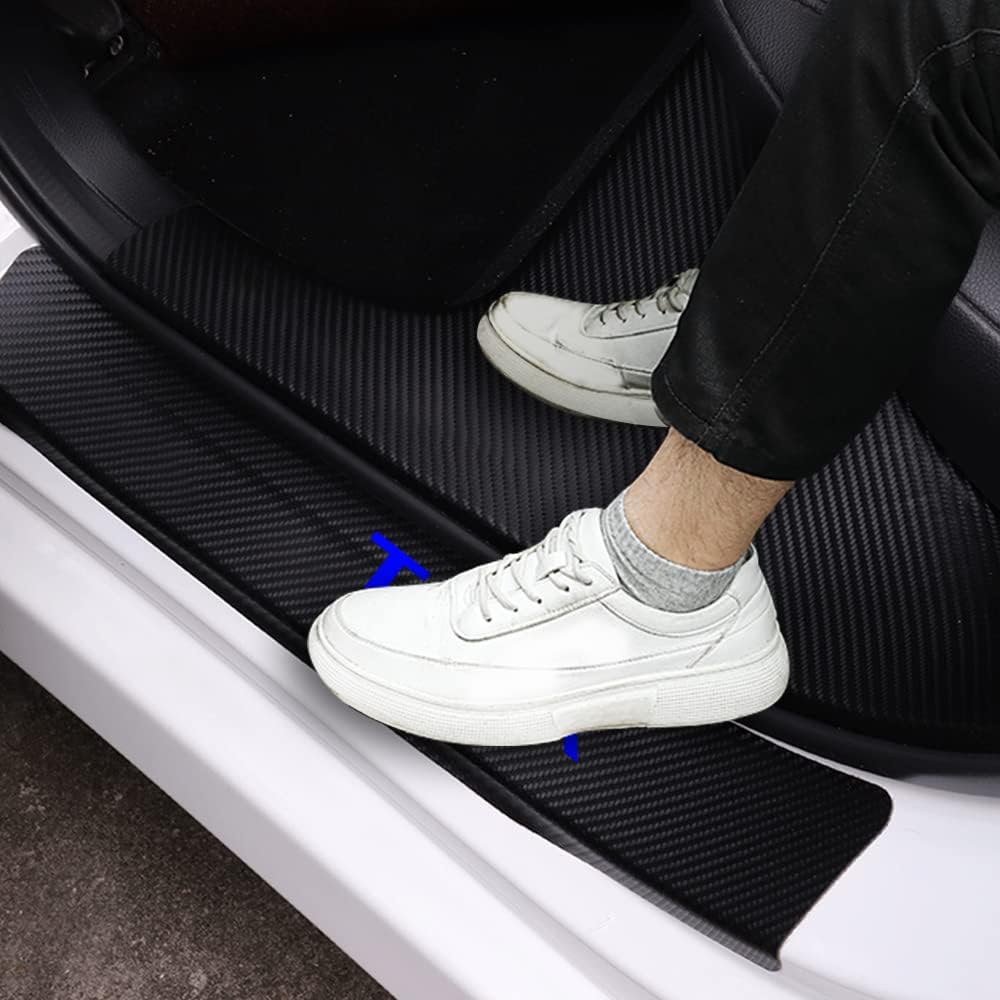 Carbon Fibre Vinyl Car Door Sill Protector Decal Sticker 4PCS White J7333