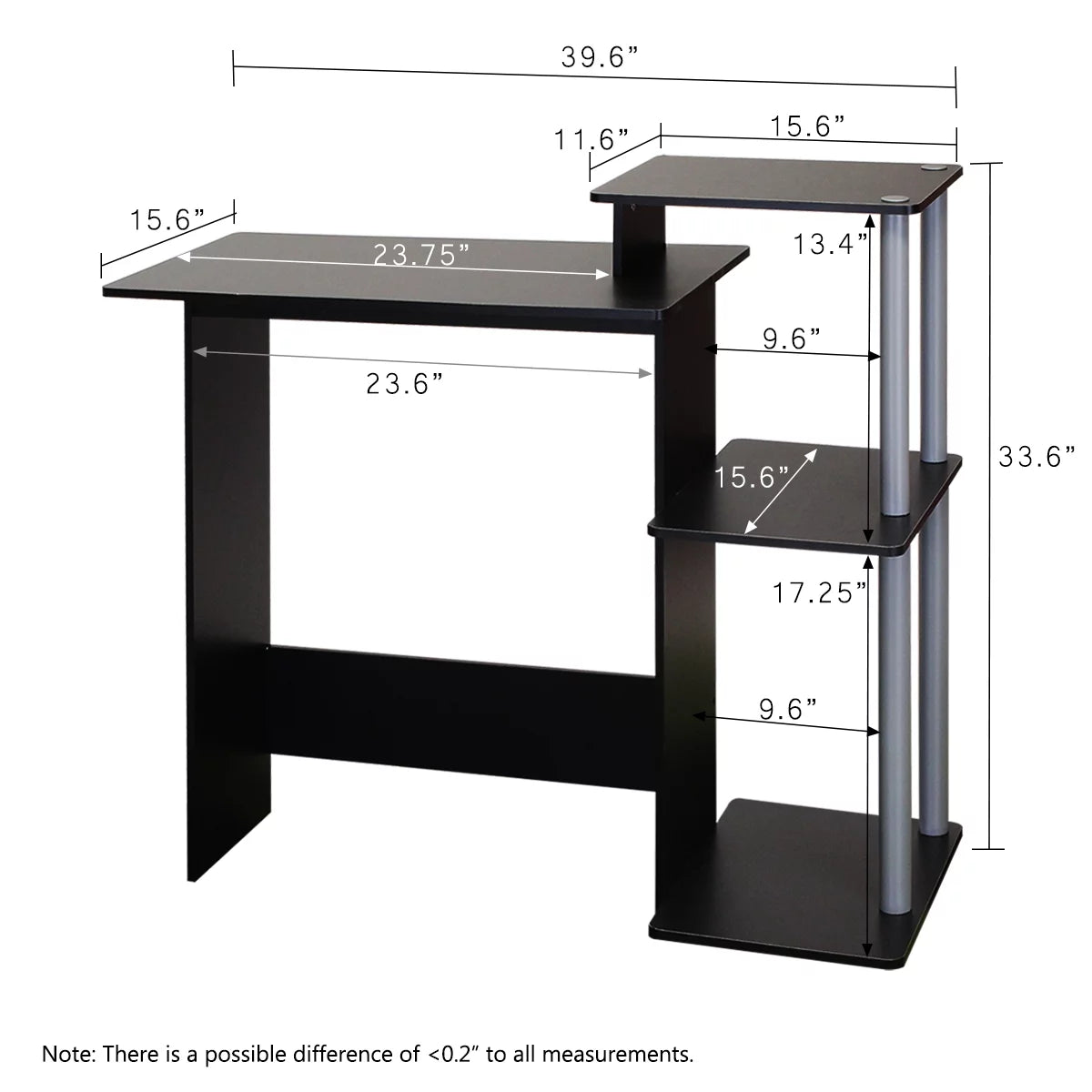 Black Gray Wood Computer Desk X81086