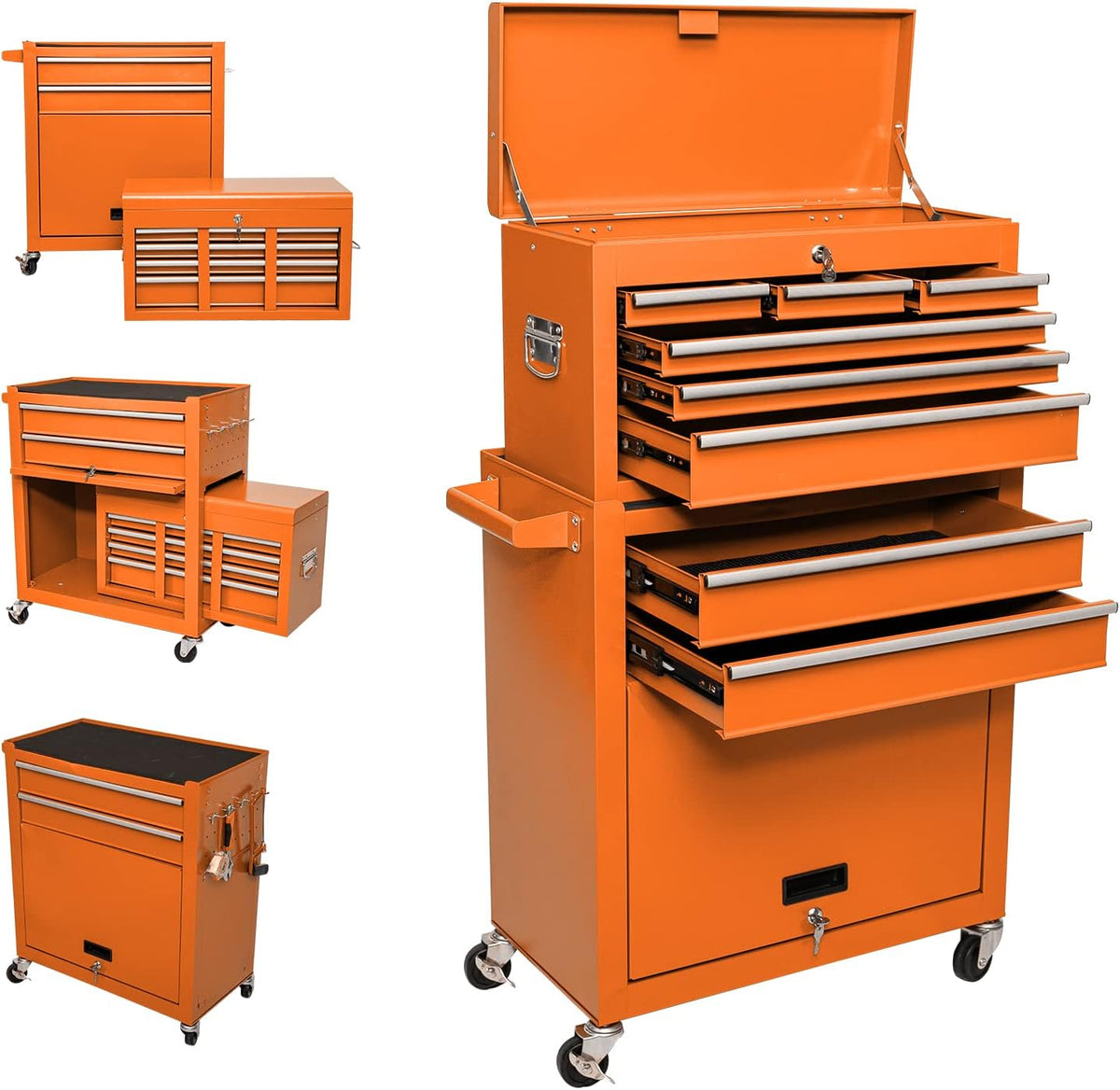 8-Drawer Red Rolling Tool Chest with Wheels O992