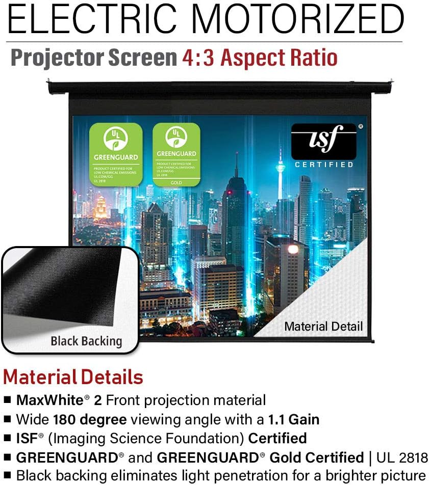 104 inch Motorized Drop Down Projector Screen 4:3 Black E784706