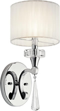 Chrome 1 Light Wall Sconce with Optical Crystal Accents and Organza Fabric L46230