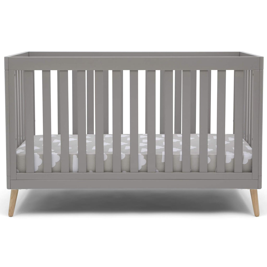 4-in-1 Convertible Baby Crib, Bianca White with Natural Legs F875960
