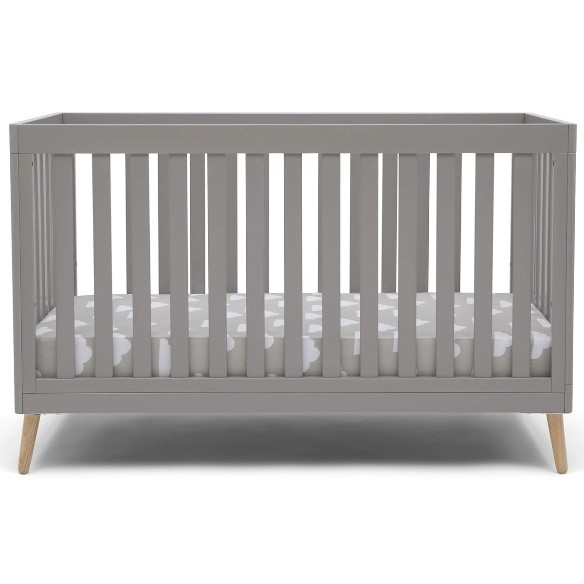 4-in-1 Convertible Baby Crib, Bianca White with Natural Legs F875960