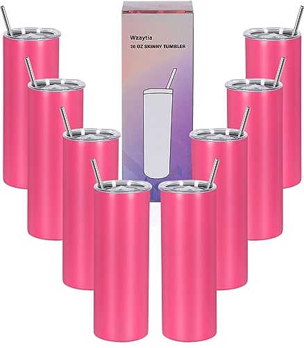 20 Oz Stainless Steel Insulated Tumbler Set, 8 Pack, Black V19316