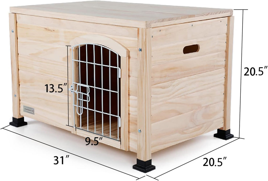 Indoor Wood Dog House with Elevated Floor G220
