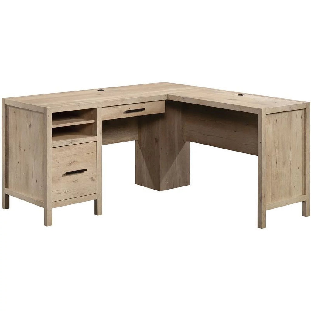L-Shaped Engineered Wood Home Office Desk in Prime Oak A237117