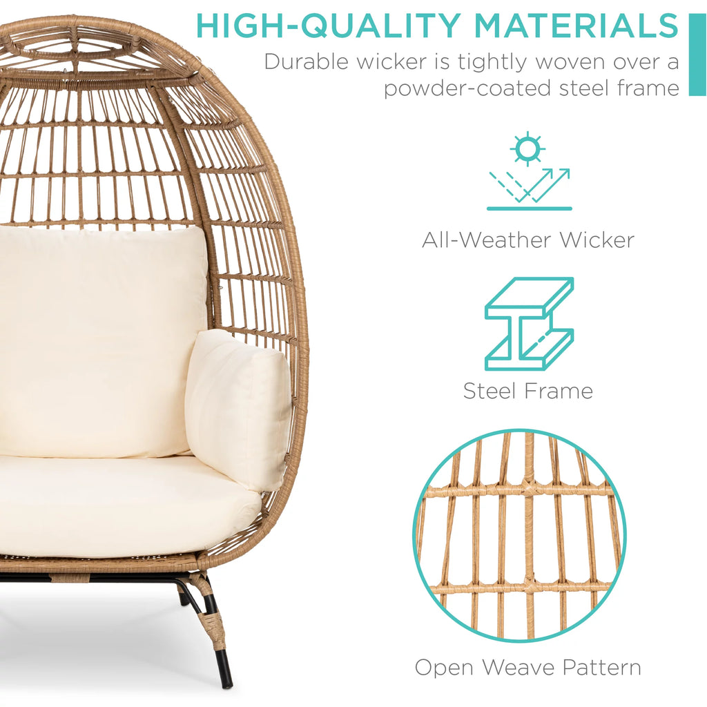 Oversized Wicker Egg Chair with Steel Frame B1776