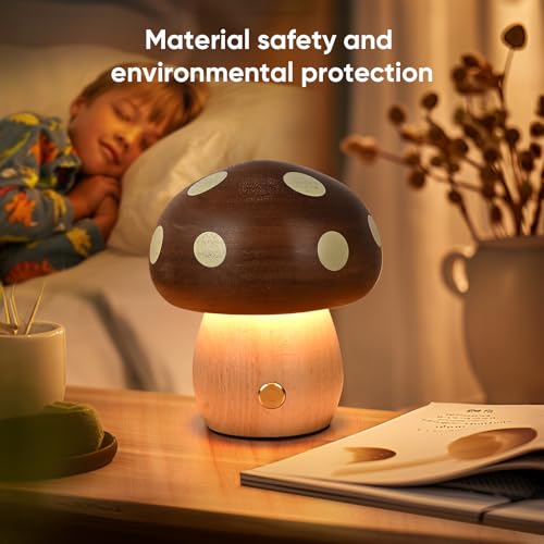 2 Pack Wood Mushroom Table Lamp V495