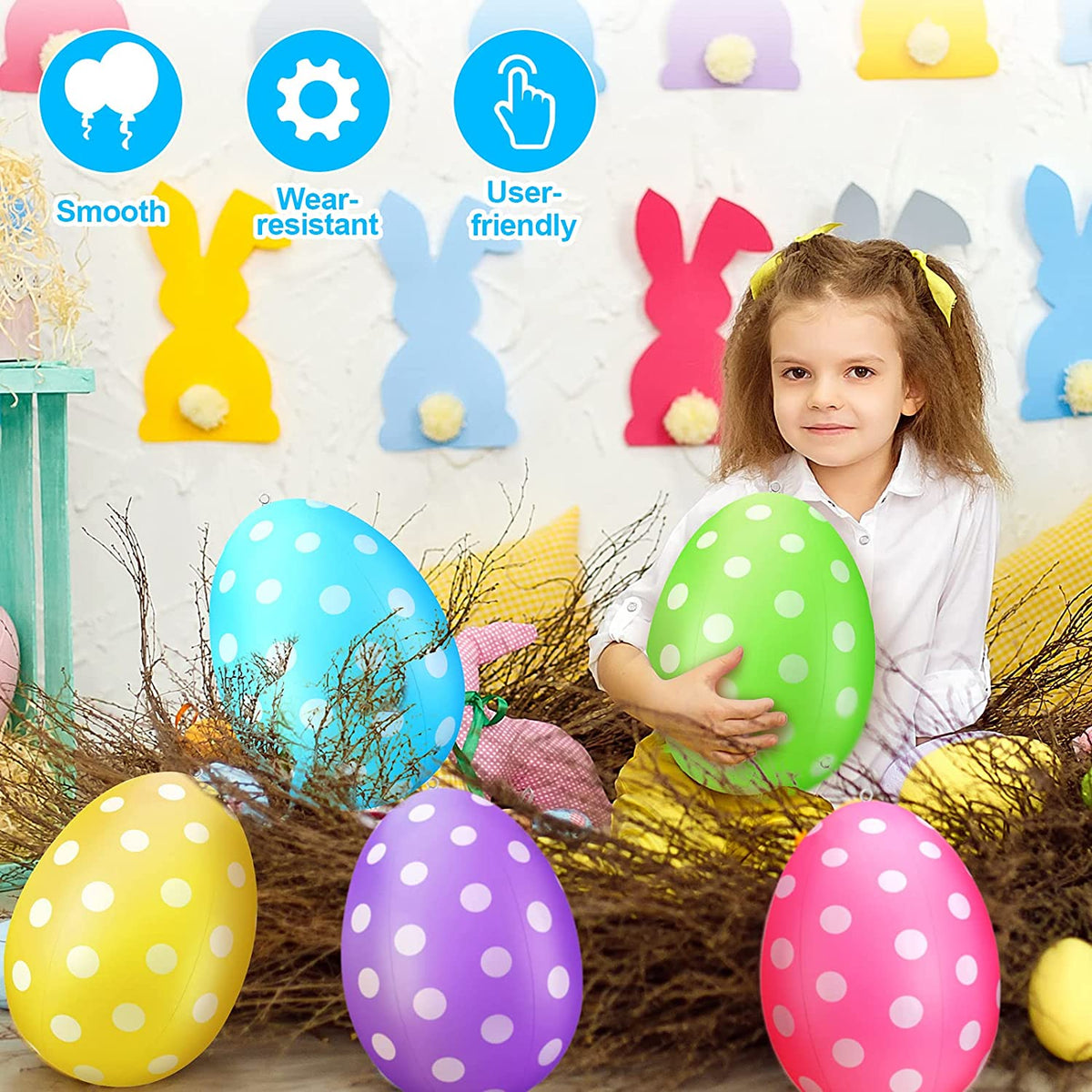 6 Pack 16" Inflatable Easter Eggs Outdoor Decor S53956