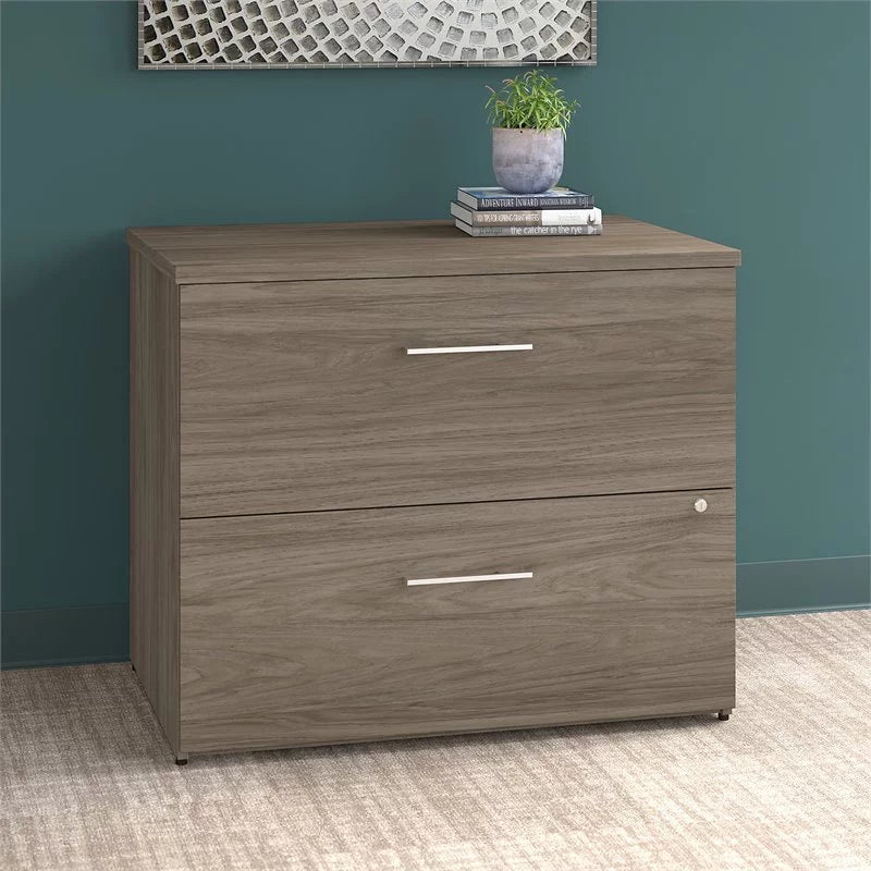 2 Drawer Lateral File Cabinet in Modern Hickory Engineered Wood G491331