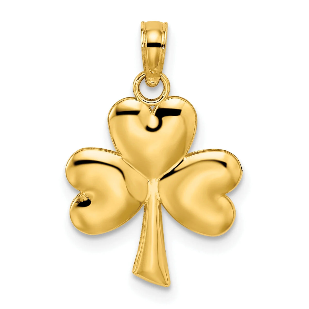 10K Yellow Gold 3-Leaf Clover Pendant Charm with 14K Yellow Gold Rope Chain Necklace 18'' A6041