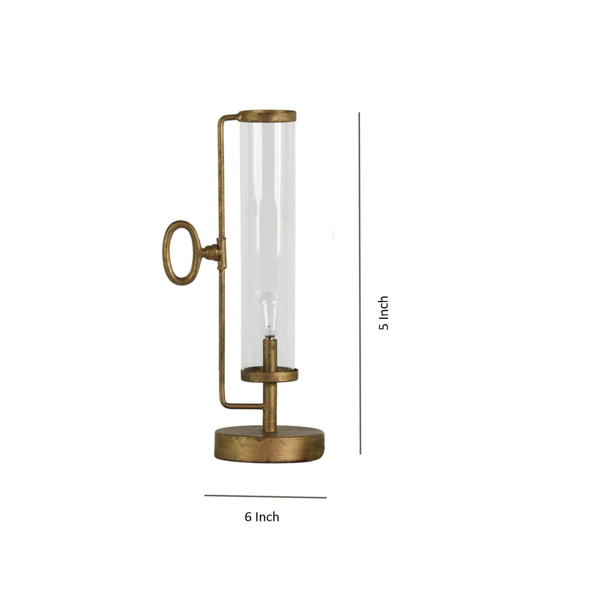 Antique Gold Metal Round Lantern with Glass Cylinder, Set of 2 T76013