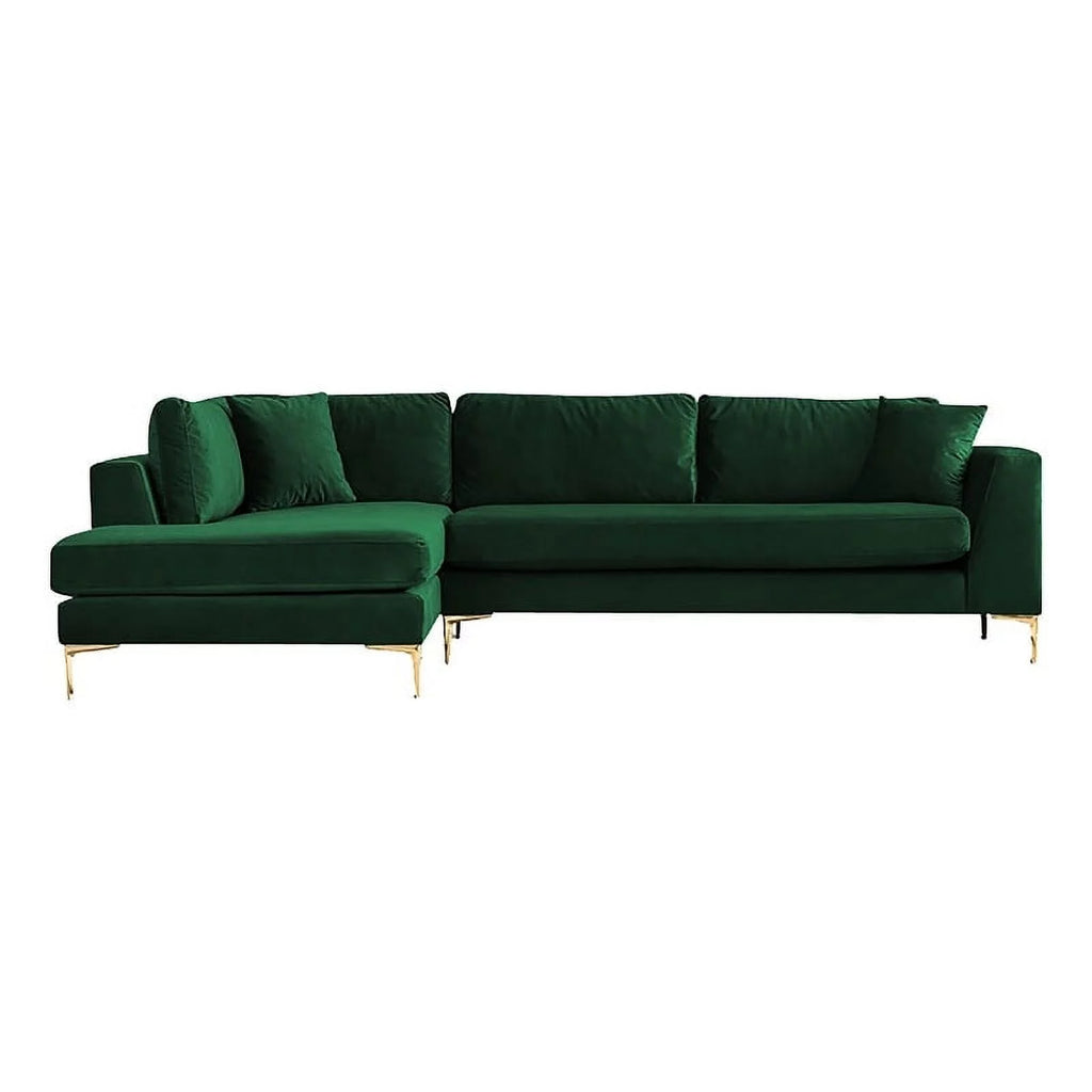 Green Velvet L-Shaped Left-Facing Sectional N54553