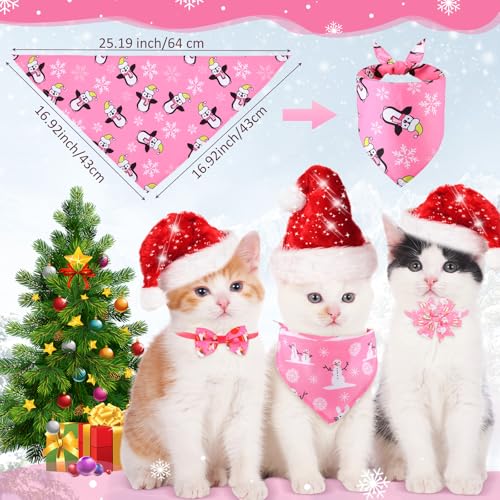 48 Pcs Pink Christmas Dog Bandanas Bow Collars and Ties Set E727251