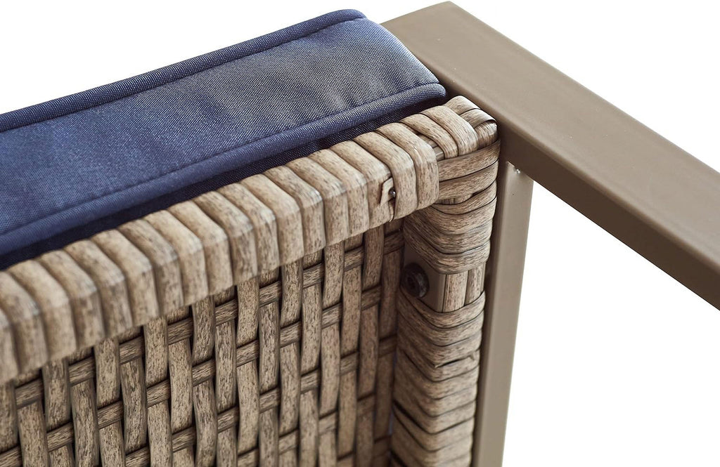 Blue 5 Piece PE Wicker Rattan Outdoor Bistro Set with Tempered Glass Coffee Table S678