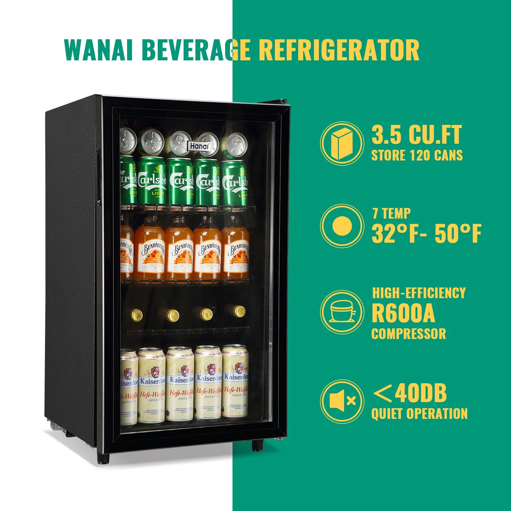 125 Can 3.5 Cu.ft Glass Door Beverage Cooler Refrigerator B5936