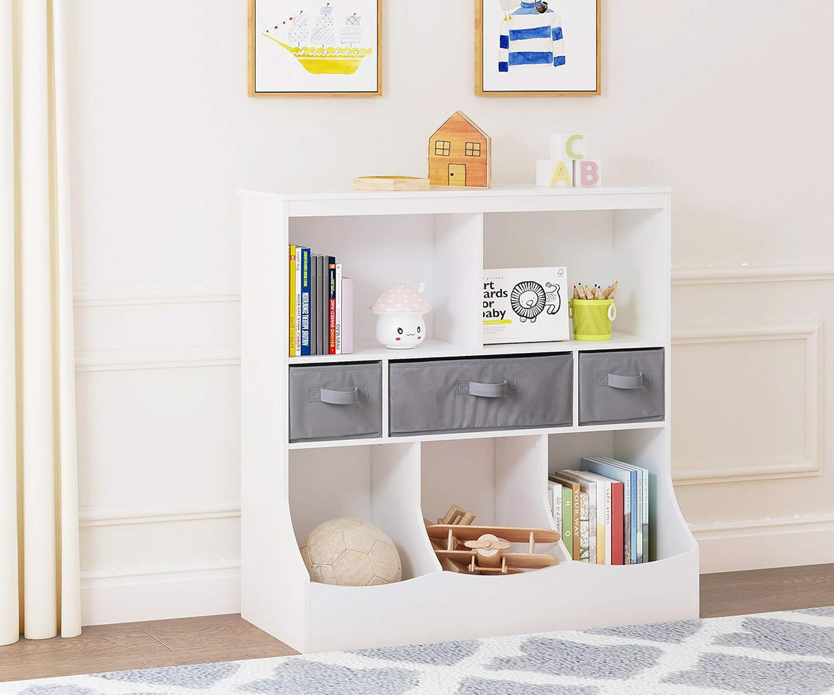 White Toy Storage Organizer with Bookcase A94881