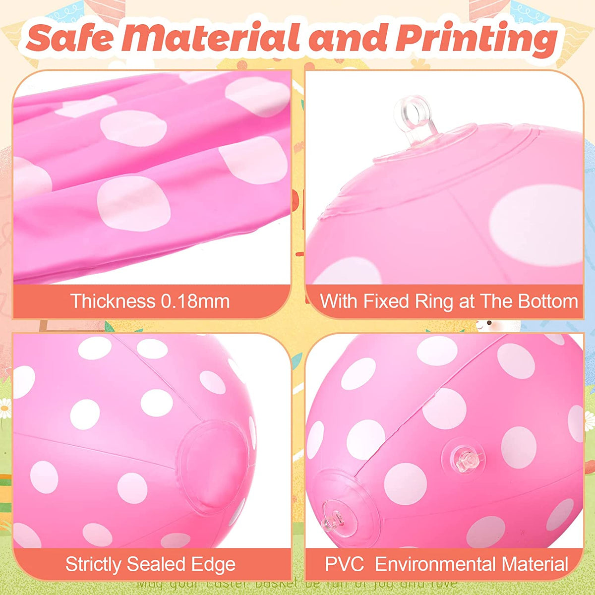6 Pack 16" Inflatable Easter Eggs Outdoor Decor S53956