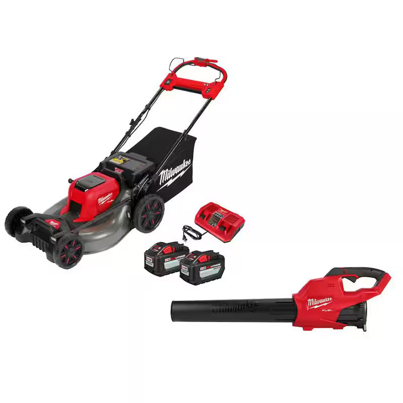 Brushless Cordless 21 in. Self-Propelled Lawn Mower with Blower & Batteries S842187