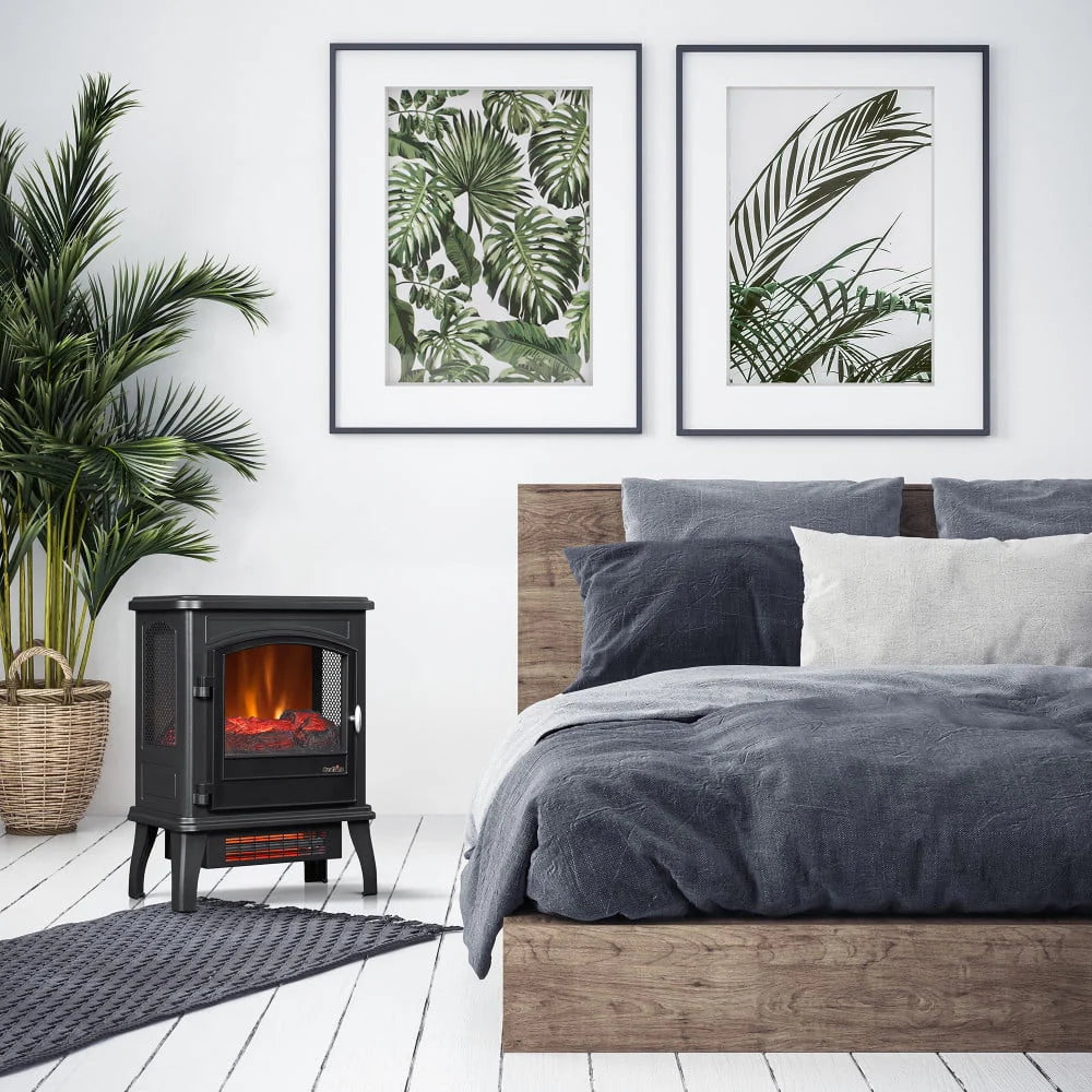 Black Infrared Quartz Electric Fireplace Stove Heater F8604