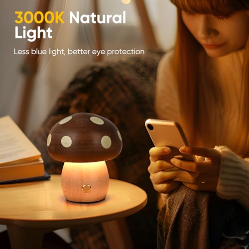 2 Pack Wood Mushroom Table Lamp V495