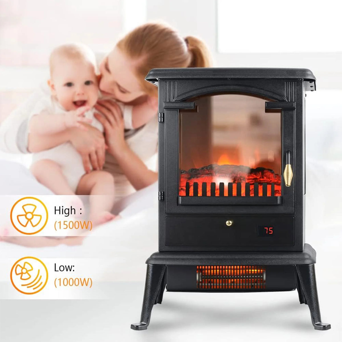Electric Fireplace Heater Stove with Remote 2 Pack F5770