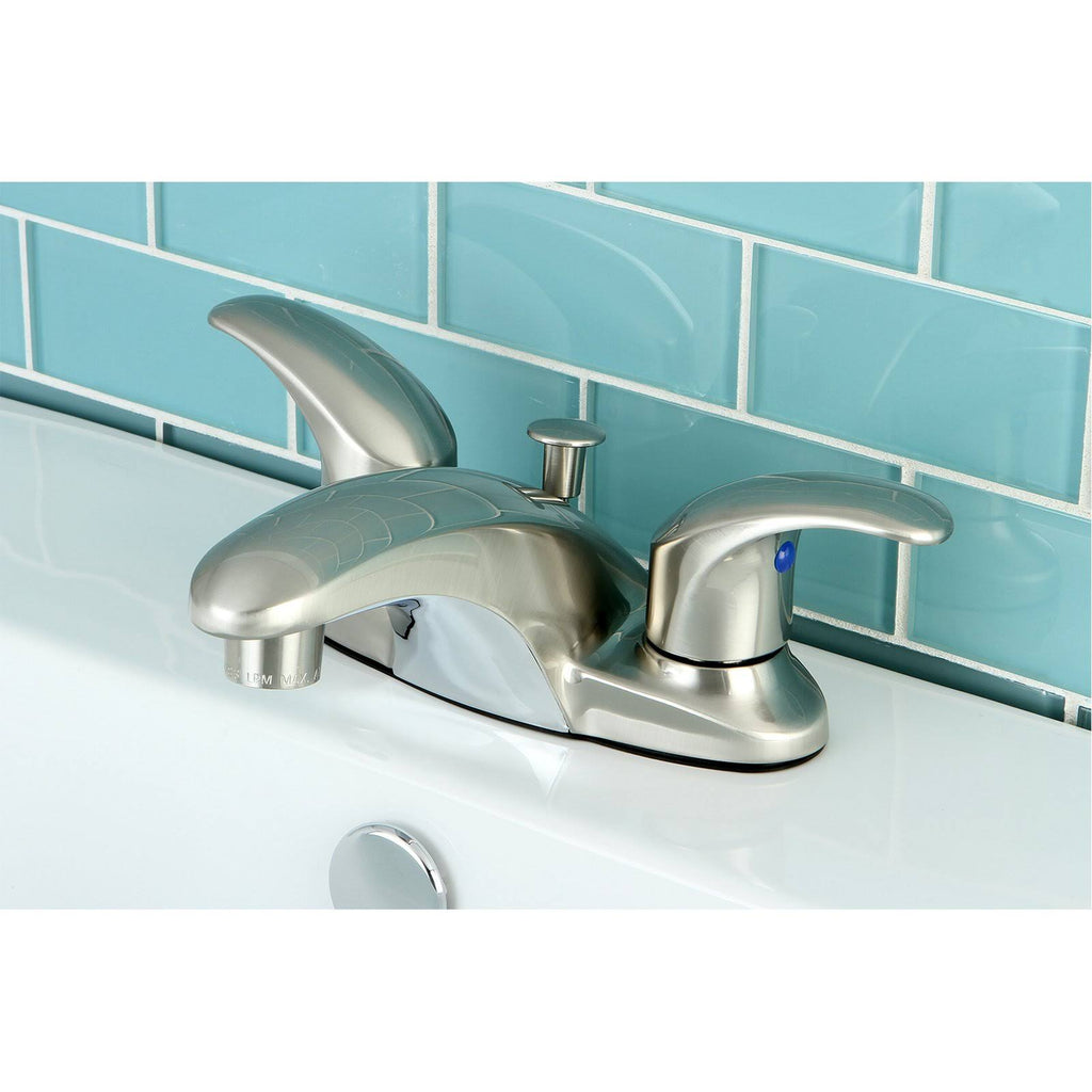 Satin Nickel Chrome Two-Handle Centerset Lavatory Faucet with Pop-Up I56754