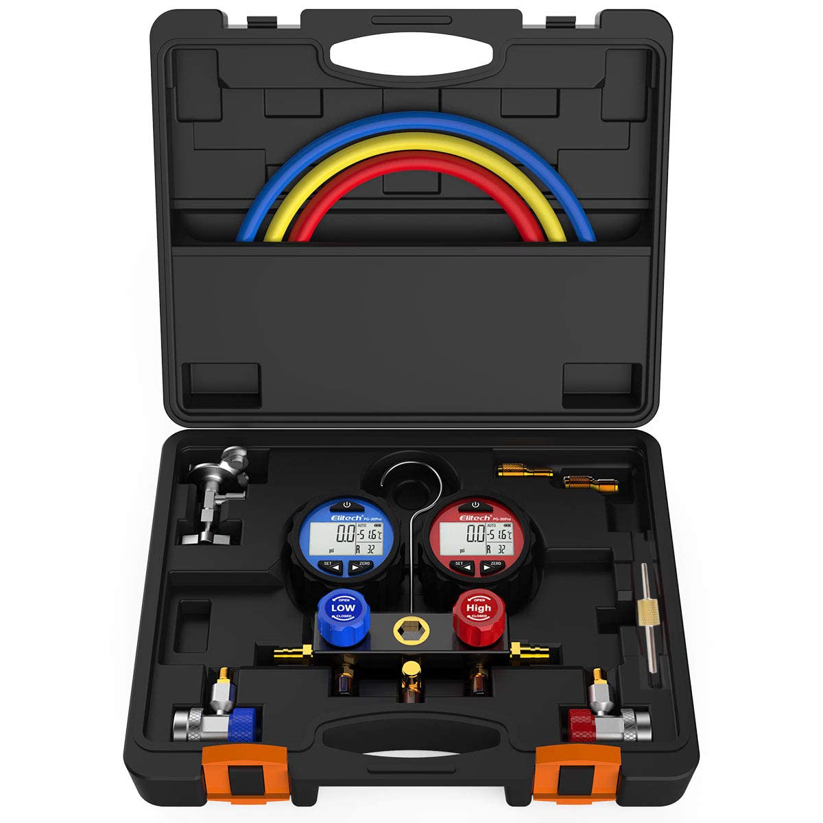 2 Way AC Manifold Gauge Set with Hoses and Carrying Case Y3251