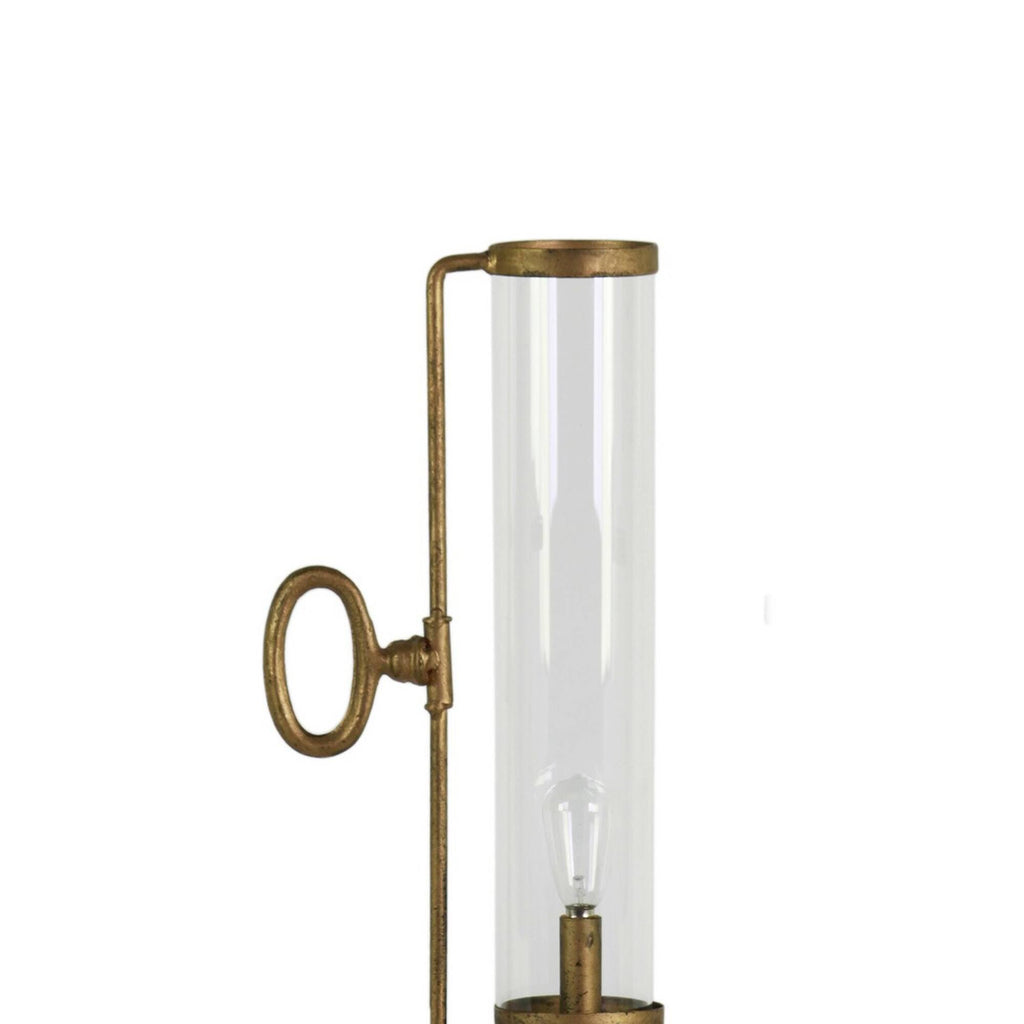 Antique Gold Metal Round Lantern with Glass Cylinder, Set of 2 T76013