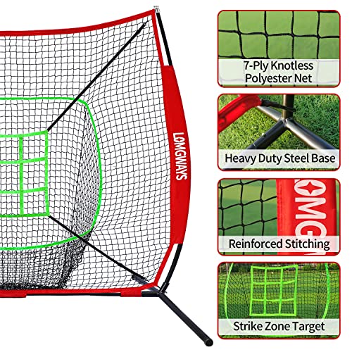 7'x7' Portable Baseball Net Set with Tee, Bat, Balls, Strike Zone, Carrying Bag D5799