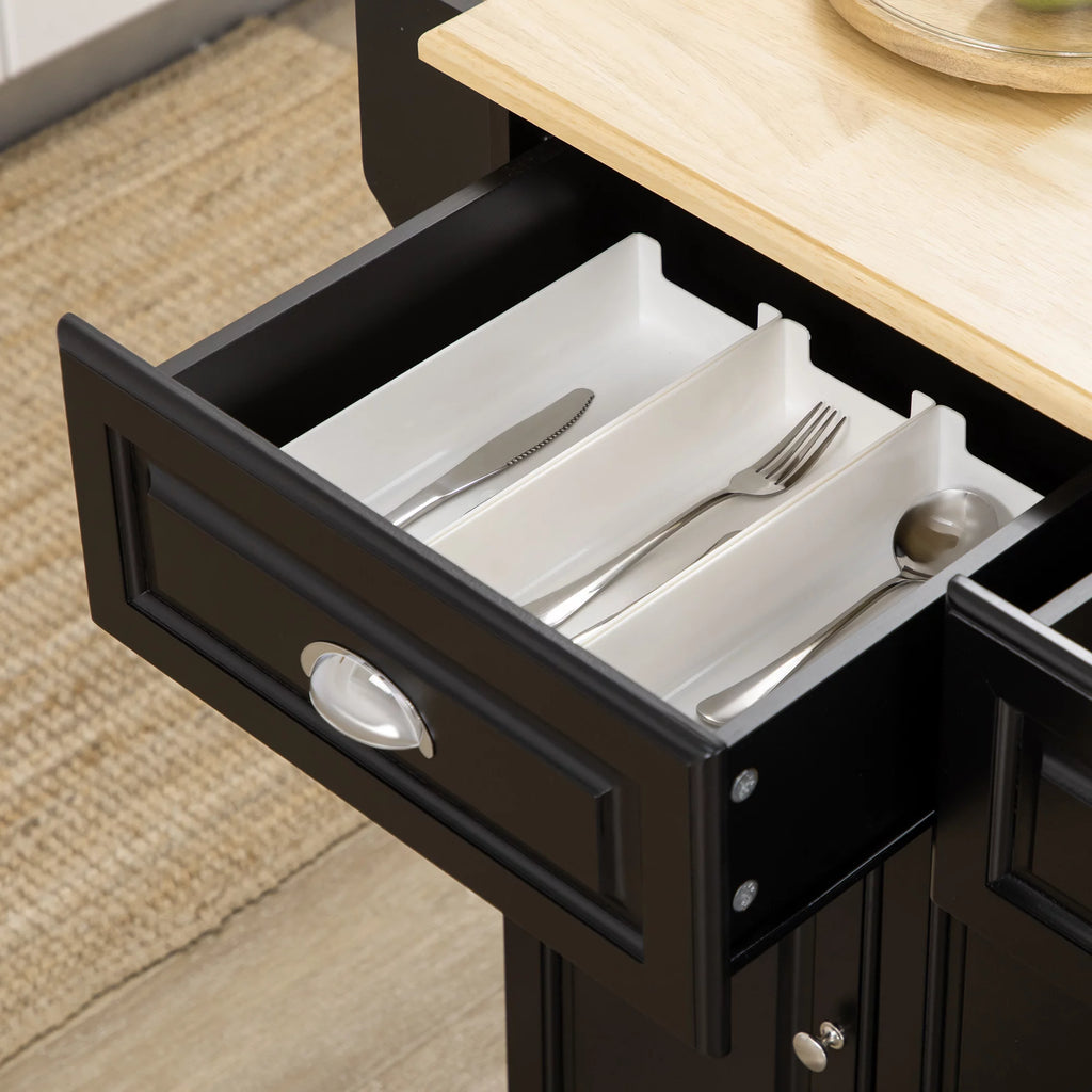 Kitchen Island on Wheels Black Storage Cabinet R45551