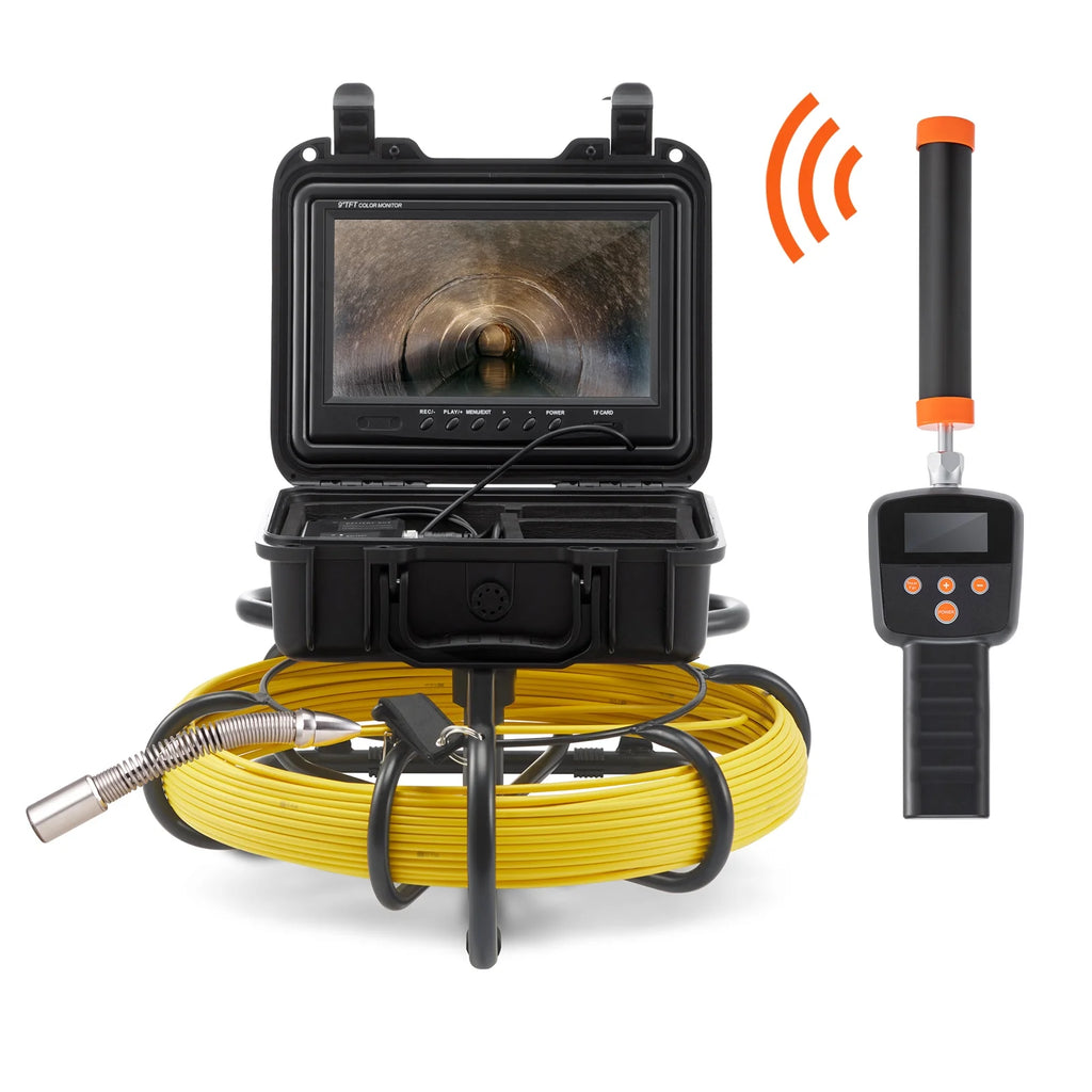 Sewer Camera Pipe Inspection Camera with 512hz Sonde 9in 720p Screen 164 ft P4851