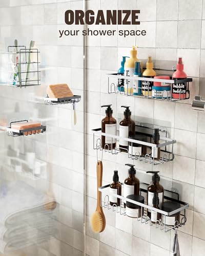 Black Adhesive Shower Caddy 6-Pack Y61935
