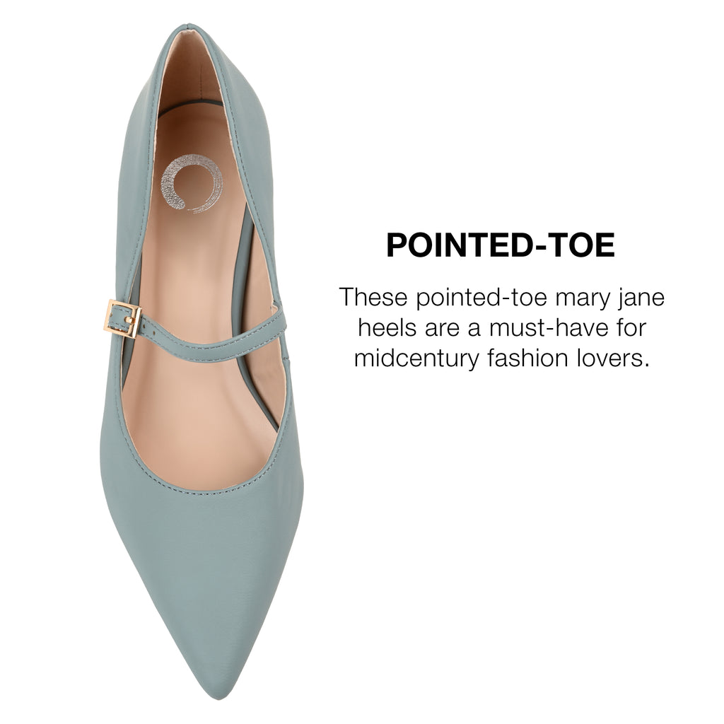 Pointed Toe Kitten Heel Mary Jane Pumps L354
