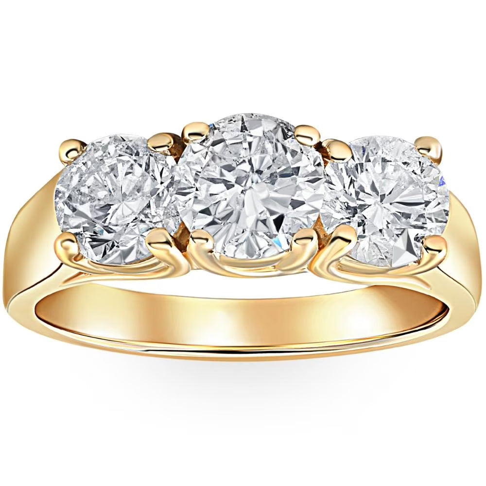 3ct Diamond Three Stone Ring 14k Yellow Gold H179371