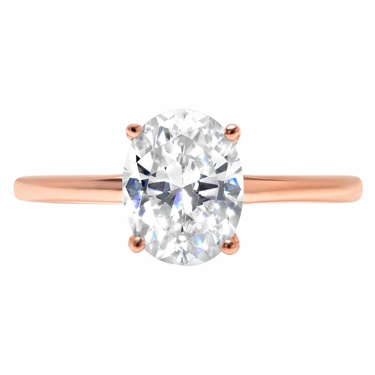 18K Rose Gold Oval Cut Diamond Engagement Ring size 3.5 A7048