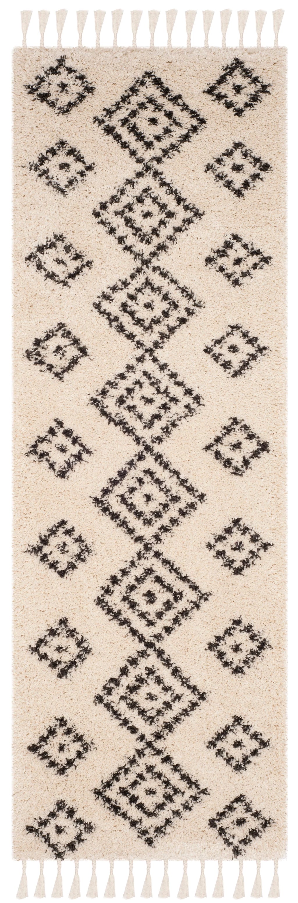Geometric Moroccan Shag Runner Rug J5899