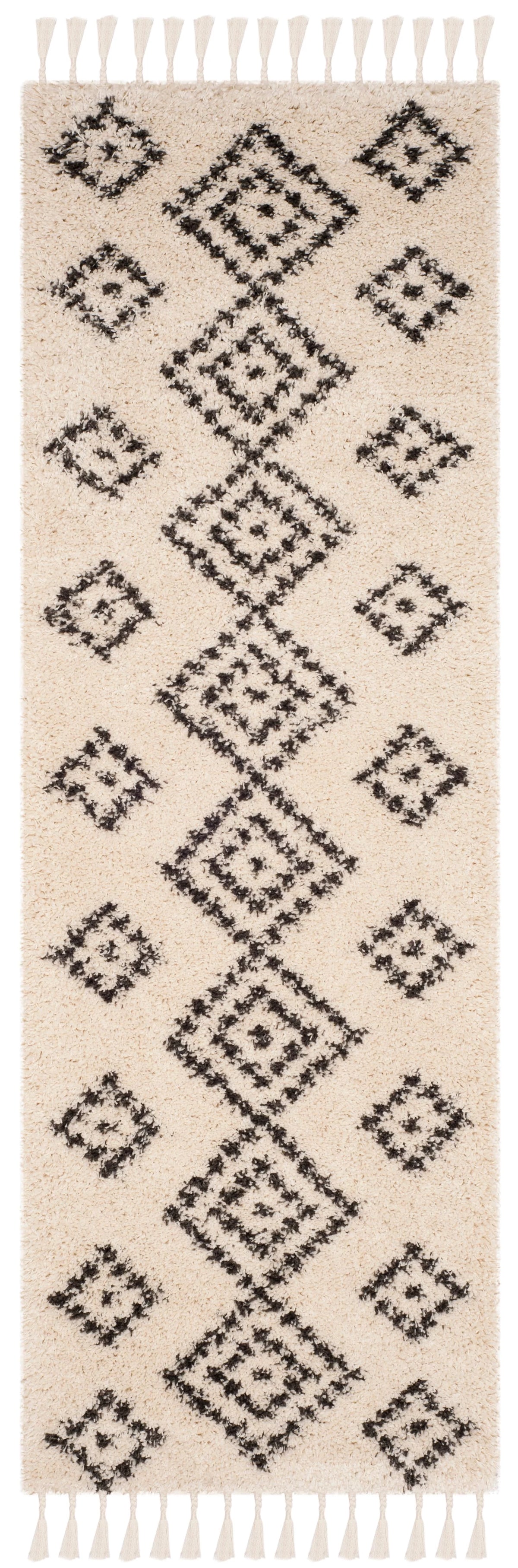 Geometric Moroccan Shag Runner Rug J5899