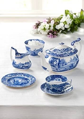 Blue Italian Sauce Boat and Stand V418