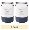 2 Pack Ivory Grey Canvas Laundry Hamper X18272