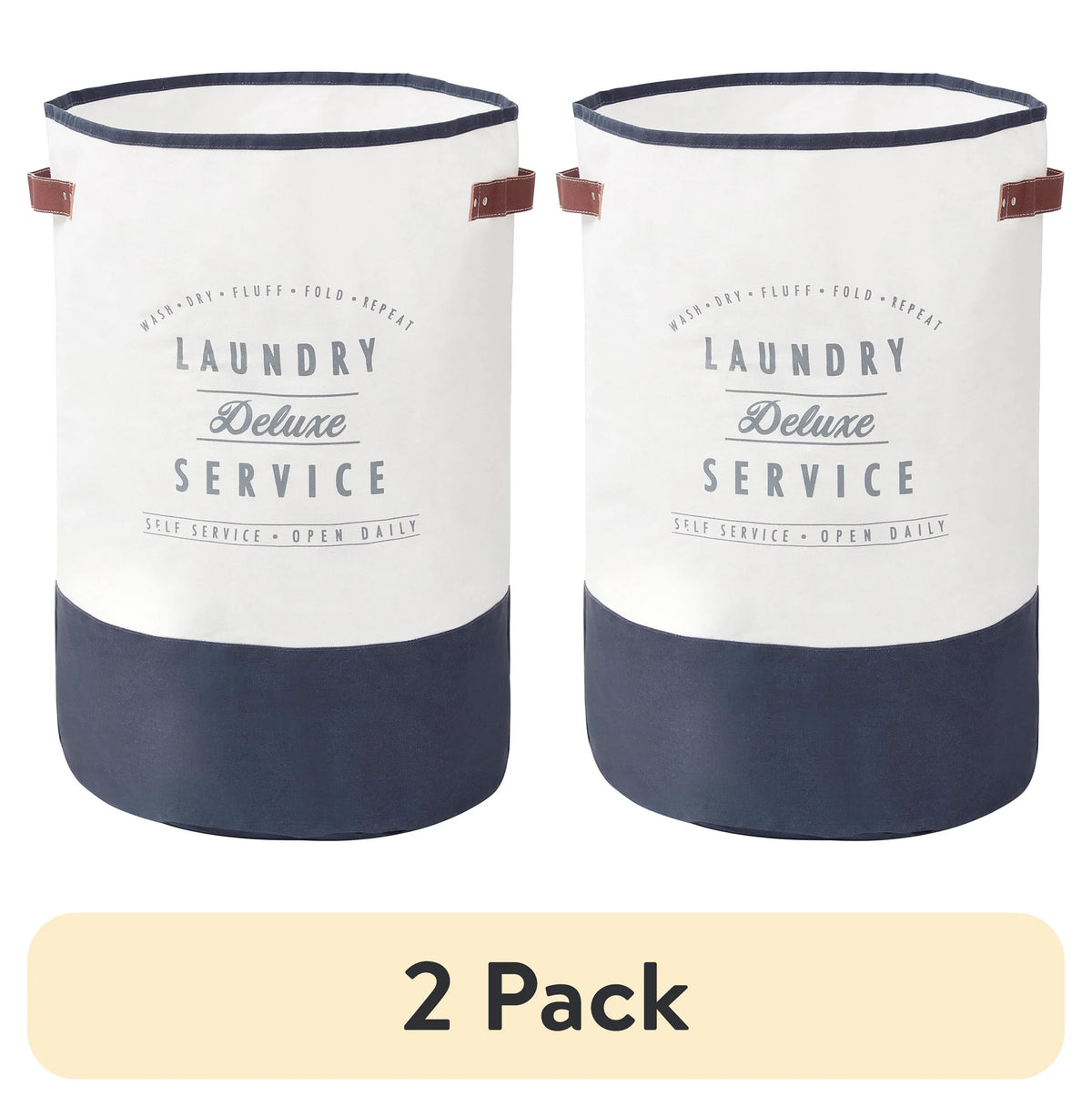 2 Pack Ivory Grey Canvas Laundry Hamper X18272