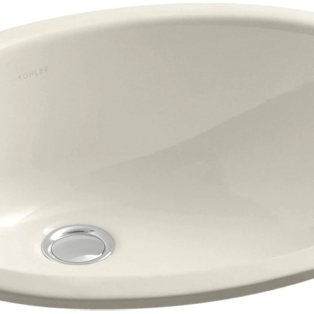 Almond Oval Undermount Bathroom Sink with Overflow J1653