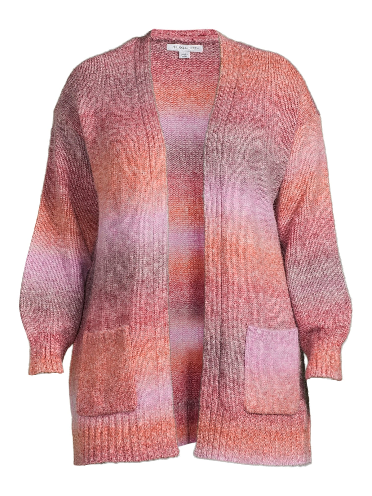 Women's Plus Size Drop Shoulder Open Cardigan with Balloon Sleeves K78603