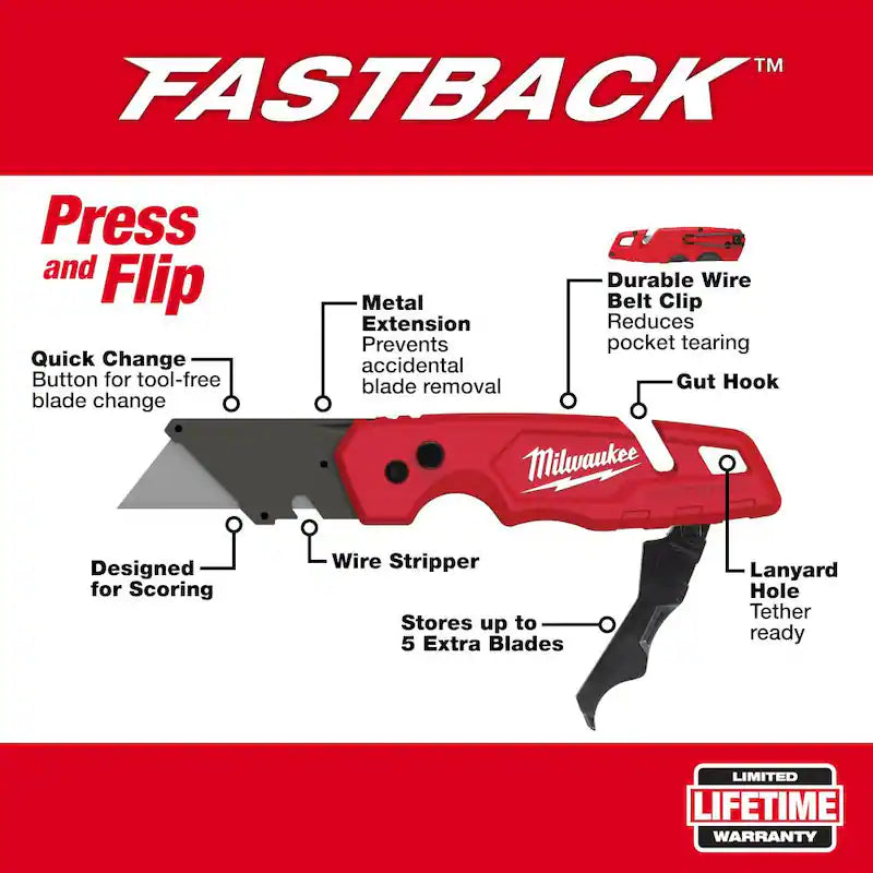 Folding Utility Knife with Blade Storage and Gut Hook (2-Piece) J603