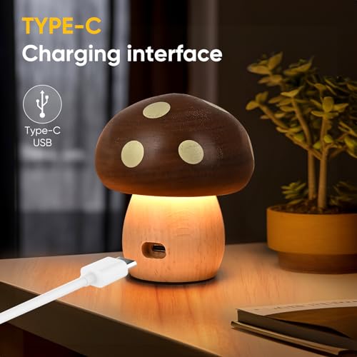 2 Pack Wood Mushroom Table Lamp V495