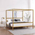 Black King Metal Canopy Bed Frame with Headboard A95770